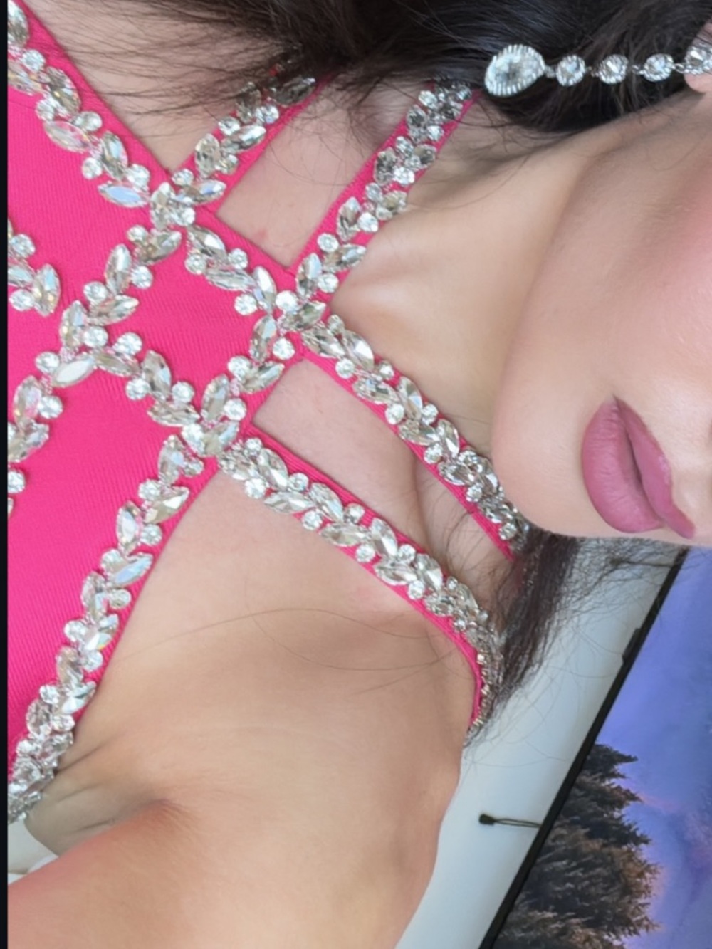 Hot pink Embellished Strappy Midi Dress - Women